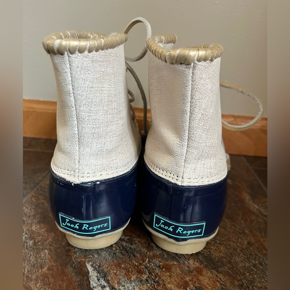 Women’s Jack Rogers Chloe blue & metallic duck waterproof ankle boot. Size 9 - Picture 5 of 14